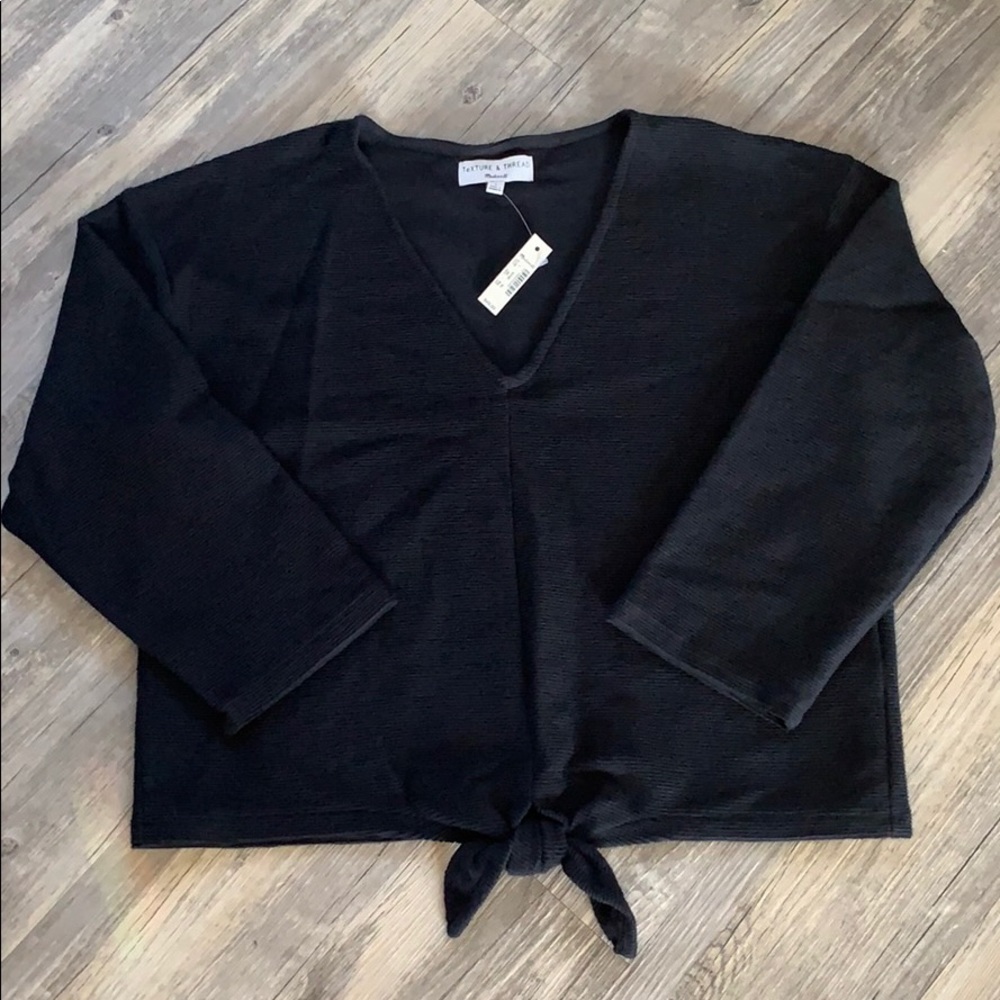 Madewell Texture&Thread Long-Sleeve Tie-Front Top